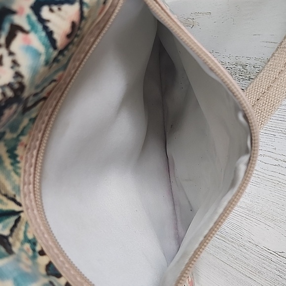 Sakroots Artist Circle Coated Canvas Turquoise Pink Beige Crossbody Purse FLAWS - Picture 10 of 14